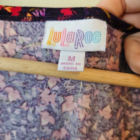 LuLaRoe Nicole Dress, Size Medium Fall Leaves Print Circle Skirt Scoop Neck - Picture 5 of 6